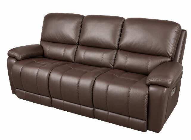 greyson power reclining sofa w/ headrest u44530 Greyson Chocolate Leather Power Reclining Sofa w/ Headrest - Image 1