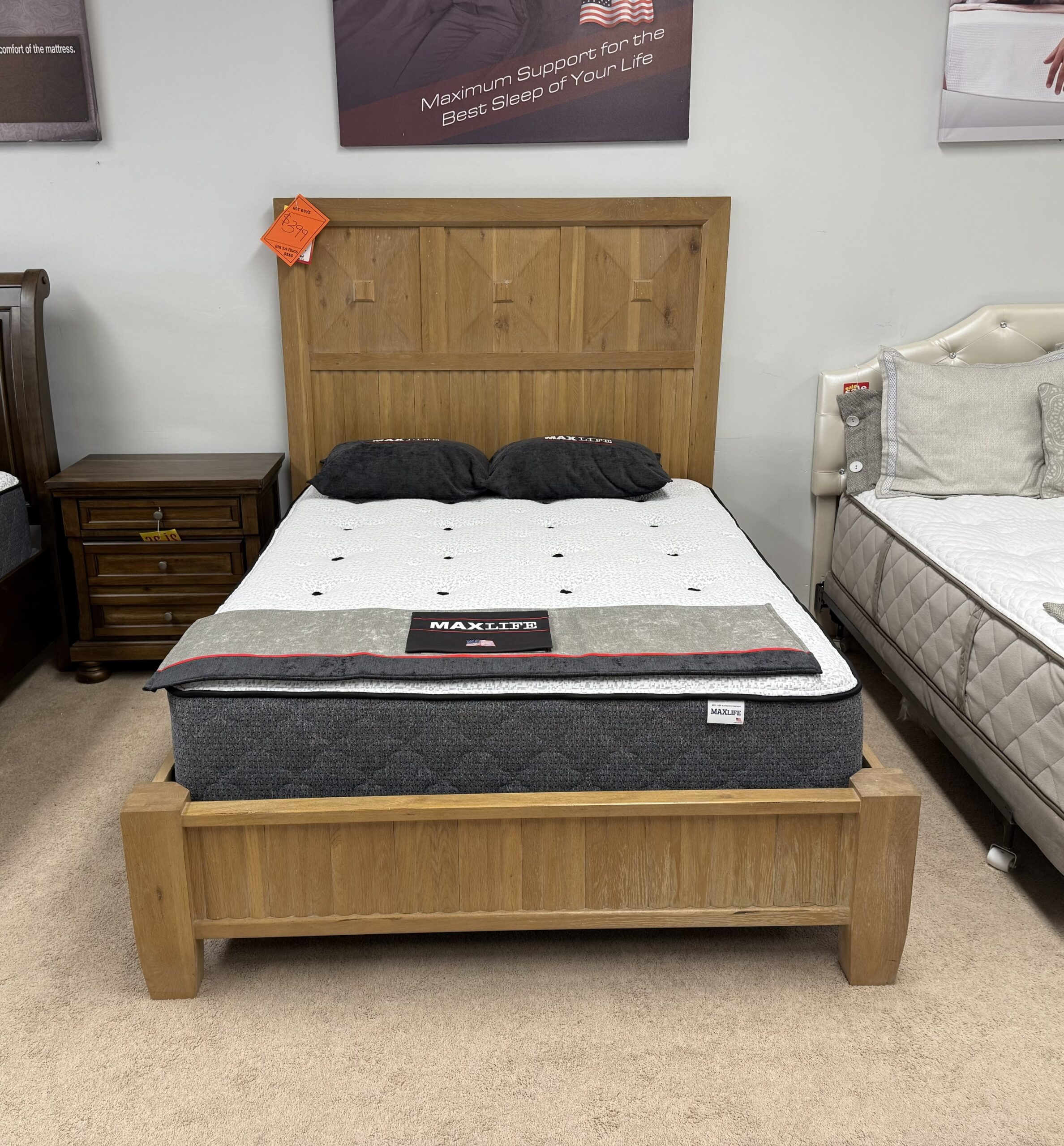 img_1481 Queen Driftwood Oak Headboard, Footboard and Rails - Image 1
