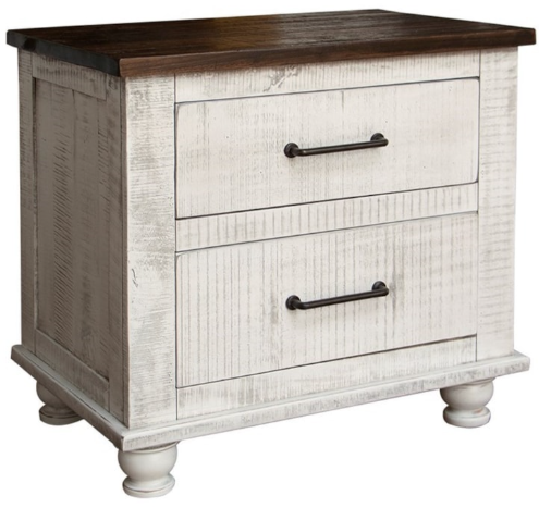 white rustic 2 drawer nightstand White Rustic 2 Drawer Nightstand - Image 1
