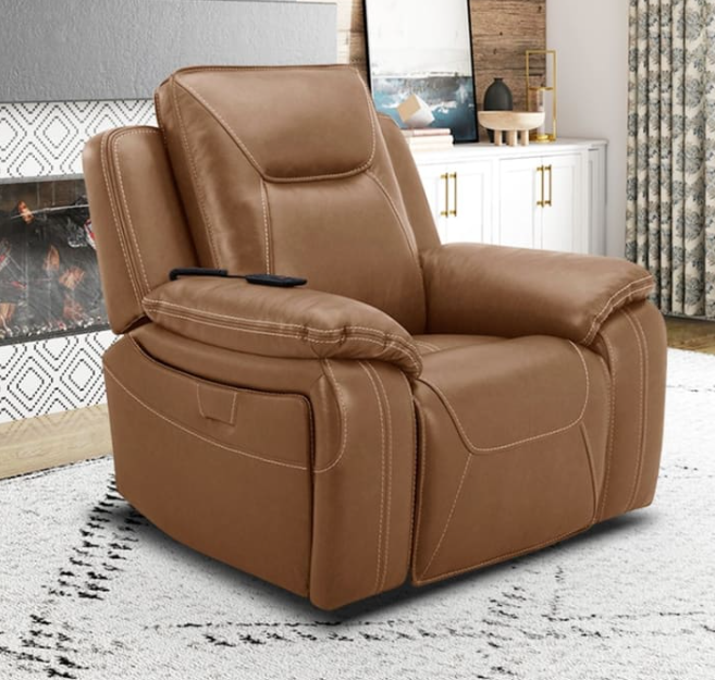 maya maize large power lift recliner with nirvana heat and air massage (copy) Callihan Zero Gravity Triple Power Swivel Glider Recliner in York Butternut Leather - Image 1