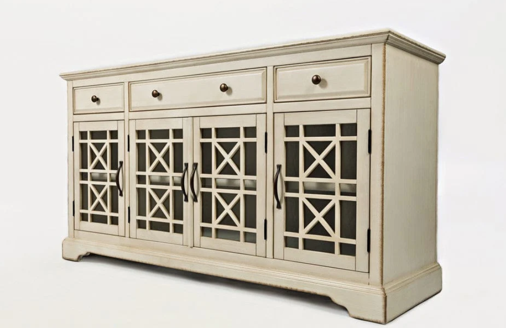antique cream 31" accent cabinet (copy) Craftsman Antique Cream 60" Media Unit - Image 1