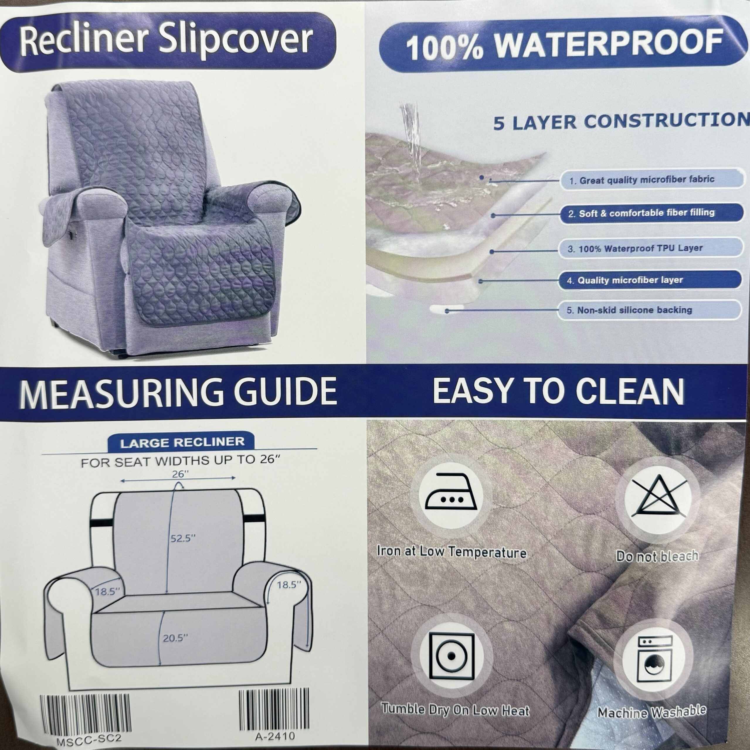 img_1935 Ultra Comfort Grey Recliner Slipcover - Image 1