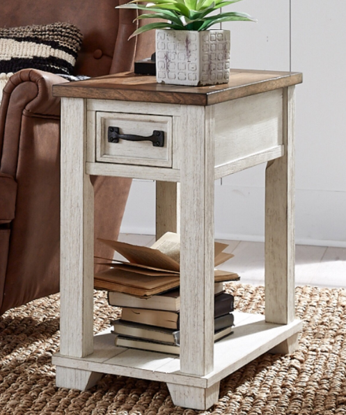 rustic white chairside cabinet Rustic White Chairside Cabinet - Image 1