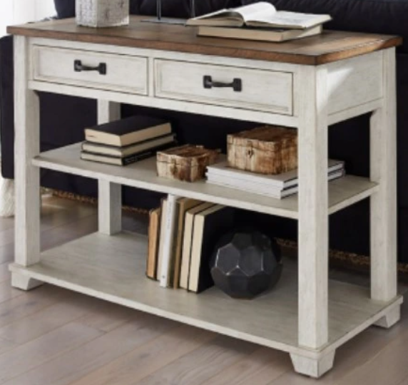 rustic white chairside table (copy) Rustic White Sofa Table - Image 1