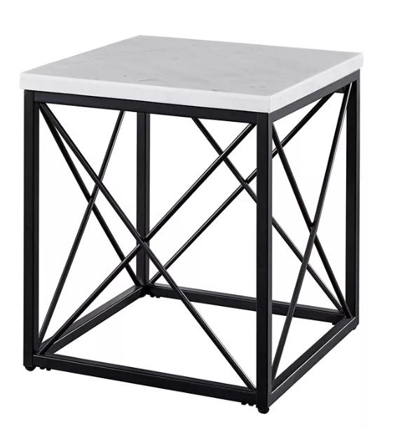 skyler white marble cocktail table (copy) Skyler White Marble End Table - Image 1
