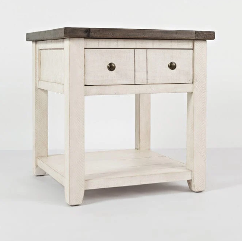 vintage white madison end table (copy) Vintage White Madison End Table - Image 1