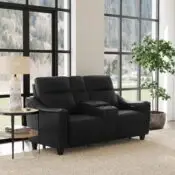 Walter Coal Leather Power Reclining Loveseat with Console & Power Headrests - Image 2