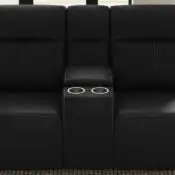 Walter Coal Leather Power Reclining Loveseat with Console & Power Headrests - Image 5