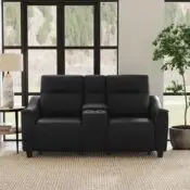 Walter Coal Leather Power Reclining Loveseat with Console & Power Headrests - Image 6