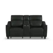 Walter Coal Leather Power Reclining Loveseat with Console & Power Headrests - Image 3