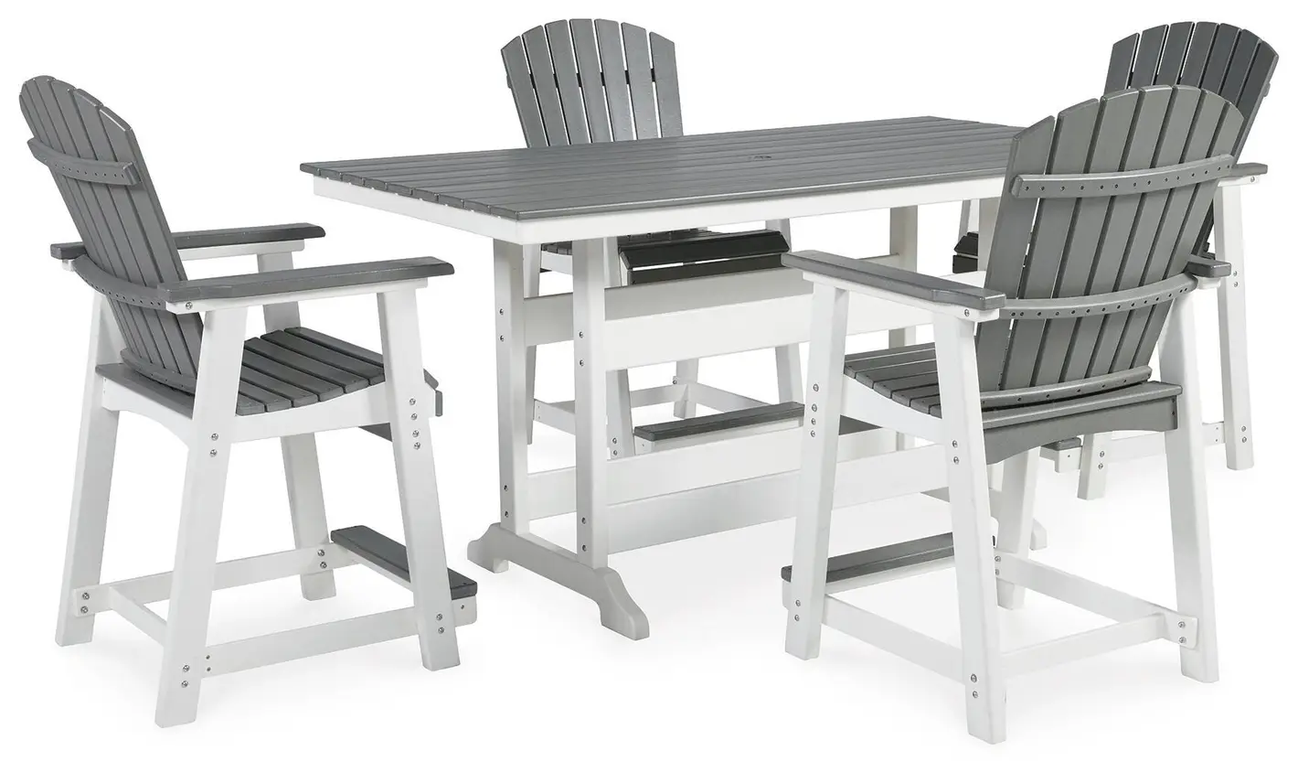 f2683bce6bc168e892cce54f2f136f99 Transville Outdoor Counter Height Dining Table with 4 Barstools - Image 1