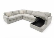 Meyer Pewter Sectional W/ LAS Chaise & Chaise W/ Storage