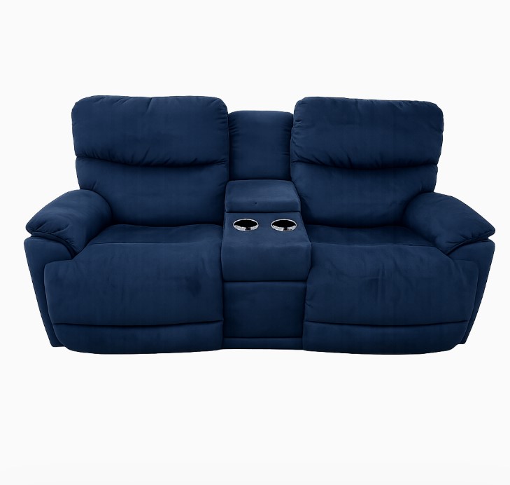 trouper sable power reclining loveseat with console (copy) Trouper Navy Power Reclining Loveseat With Console - Image 1
