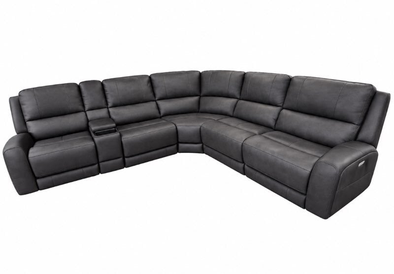mammoth chocolate 3 piece sectional (copy) Casual 6-pc. Zero Gravity Leather Fog Power Reclining Sectional with Console - Image 1