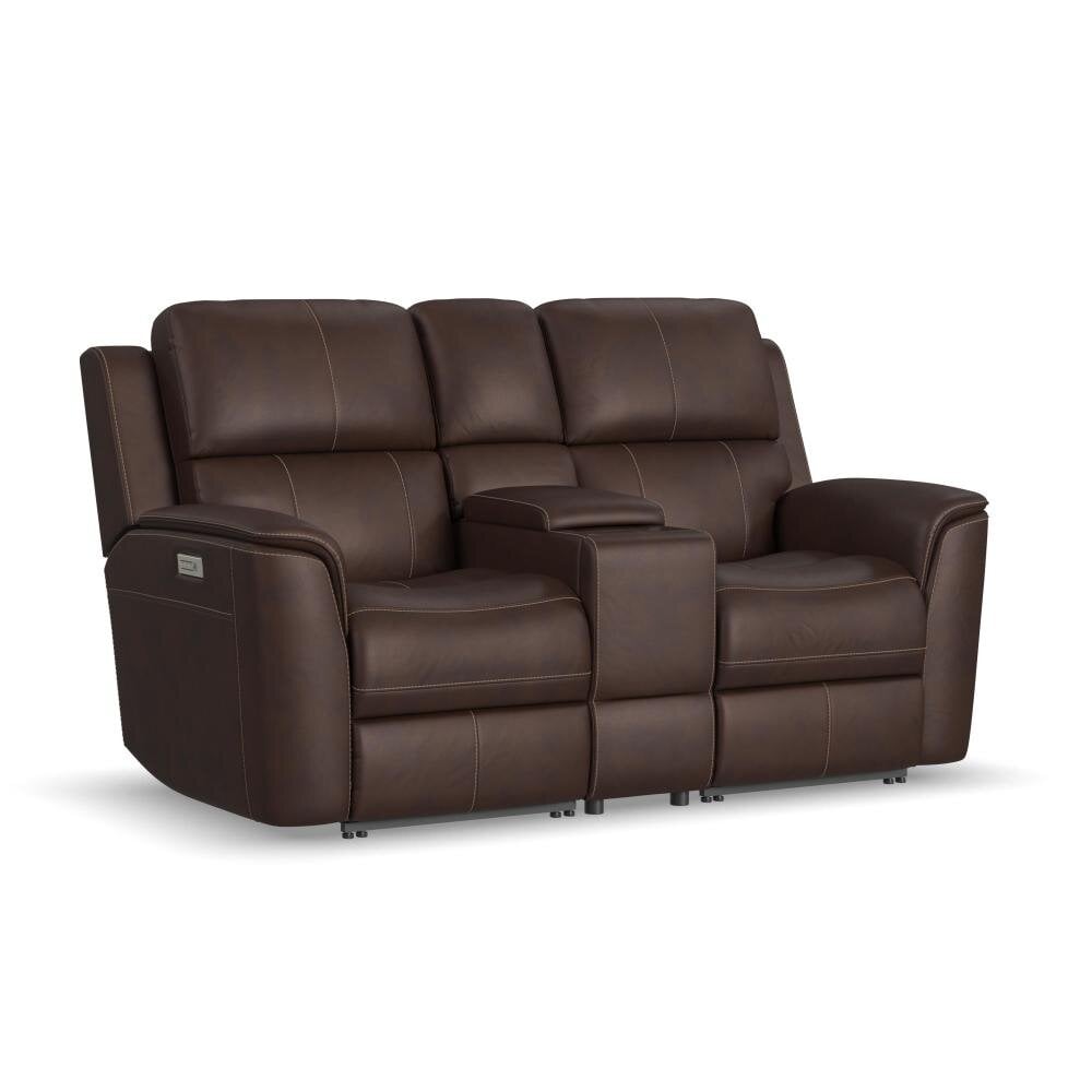 henry burnt umber leather power sofa with power headrest & lumbar (copy) Henry Burnt Umber Leather Power Loveseat w/Console and Power Headrest & Lumbar - Image 1