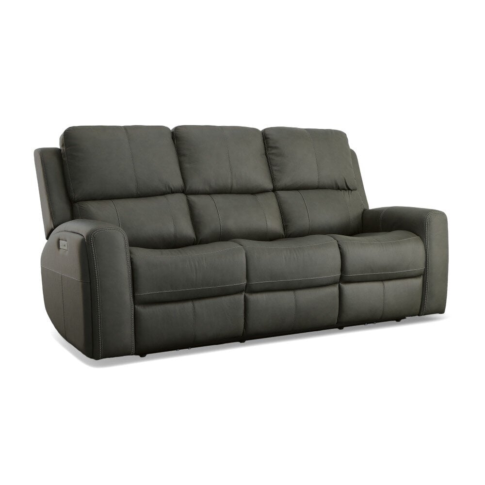 henry burnt umber leather power sofa with power headrest & lumbar (copy) Linen Charcoal Leather Power Sofa with Power Headrest & Lumbar - Image 1