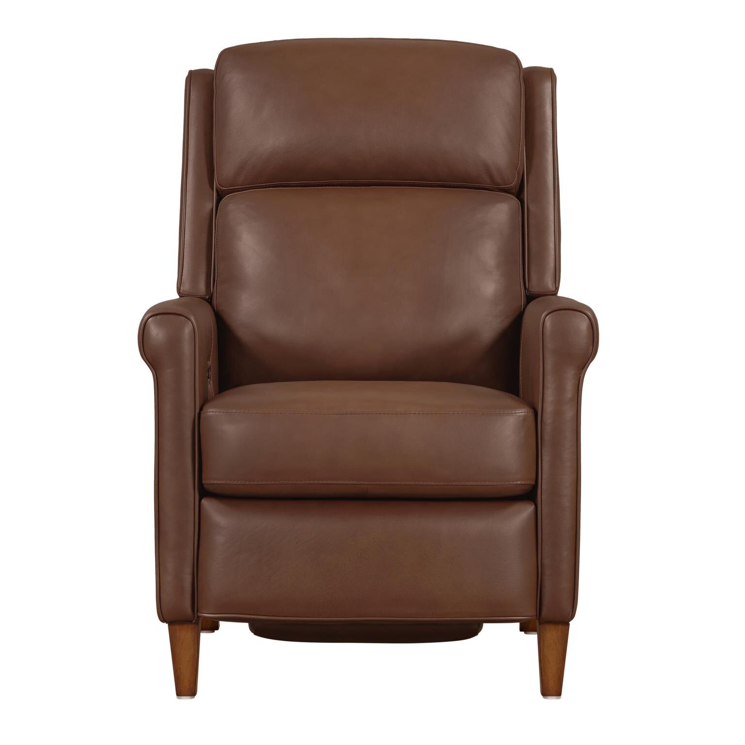 taupe power recliner with heat, massage and auto glide (copy) Walnut Leather Pushback Recliner - Image 1